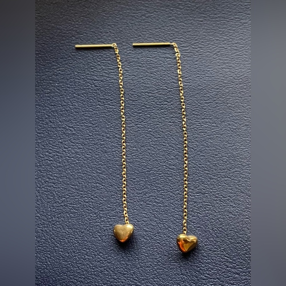Brand New Titanium Steel with 18K Gold Plated Heart Dangle Earrings